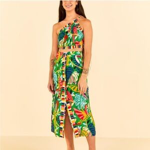 Farm rio birds' forest midi skirt